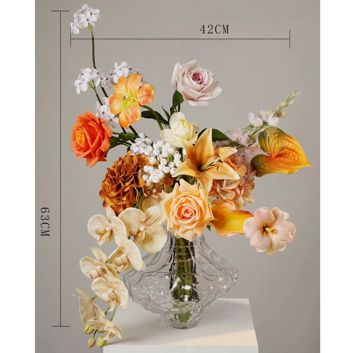Elegantes Blumenstrauß-Arrangement mit Herbstmotiv | Luxuriöse Kunstblumen für Hochzeiten und Inneneinrichtung VB-113 (ohne Vase)