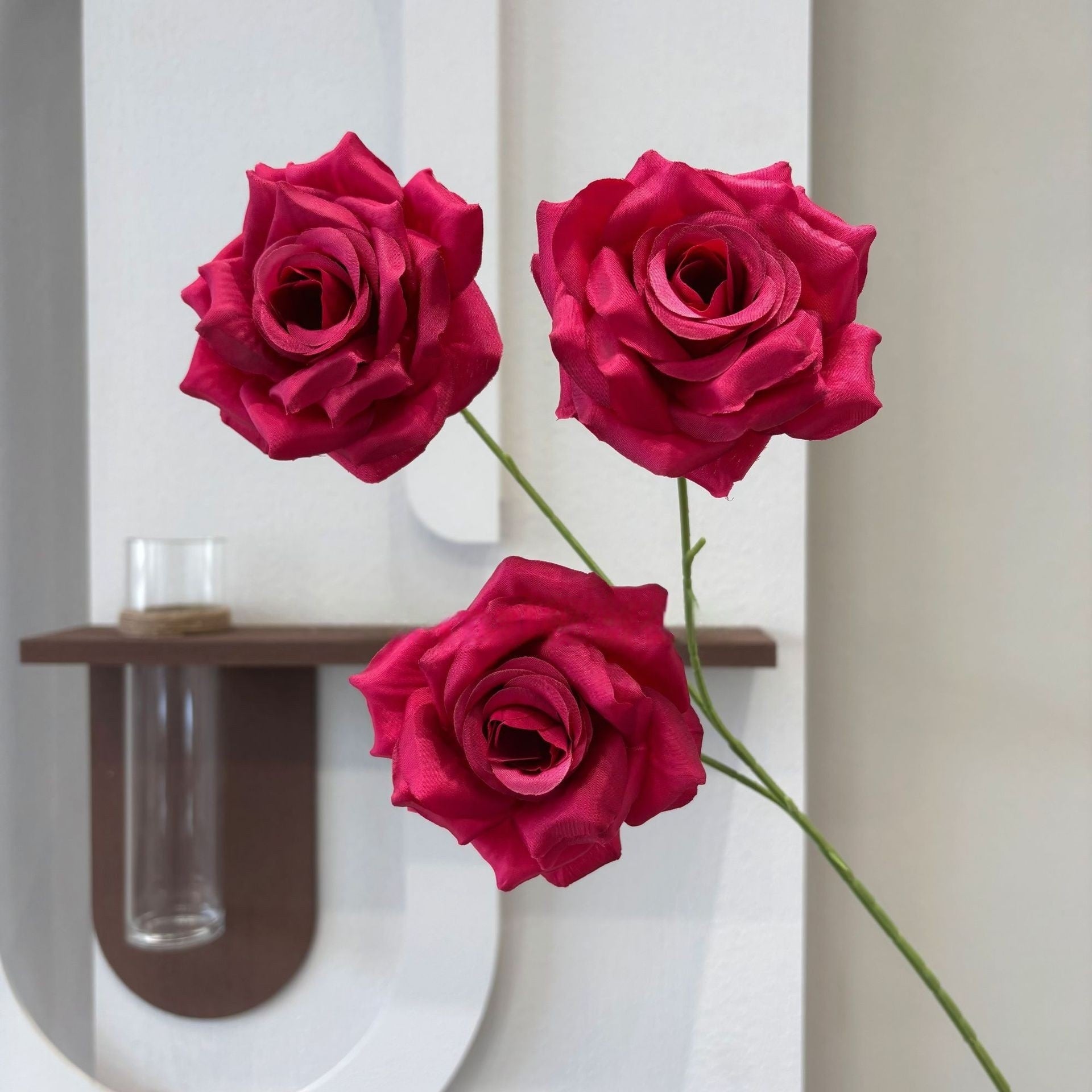 Three Head Diamond Rose Stem – Leafless Artificial Rose for Home Decor & Event Styling FS-1020