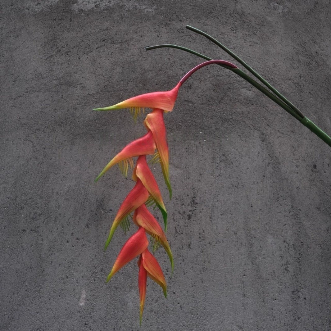 Burnt Orange Faux Orchid Stem | Modern Floral Accent for Home Decor FS-1014A