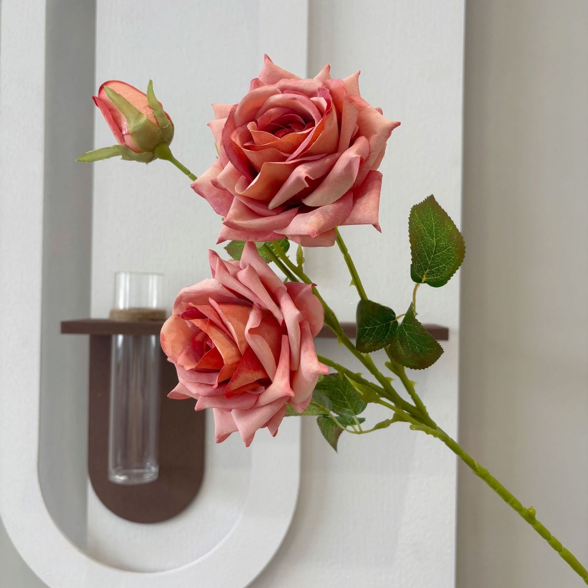 3-Head Carol Rose Artificial Flower – Lifelike Faux Rose Stem for Home Decor & Wedding FS-1024
