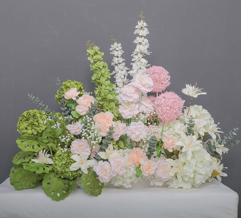 Configuración de flores artificiales inspiradas en la primavera – Conjunto de flores artificiales azules y amarillas para eventos FA-264