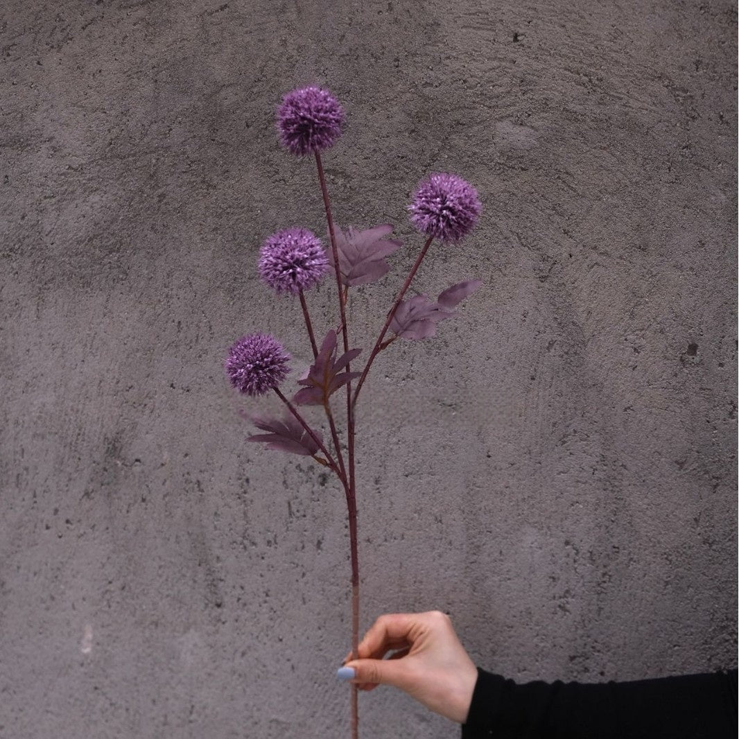 4-Head Allium Faux Flower – Modern Pom Pom Decorative Stem FS-1042