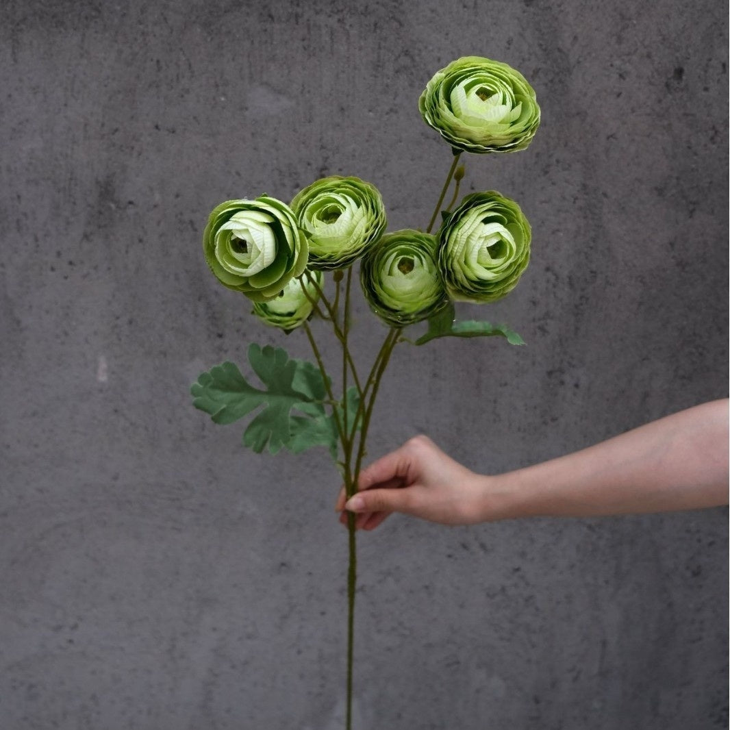 6-Head Dreamy Ranunculus Artificial Flower – Lifelike Bloom for Wedding & Decor FS-1043