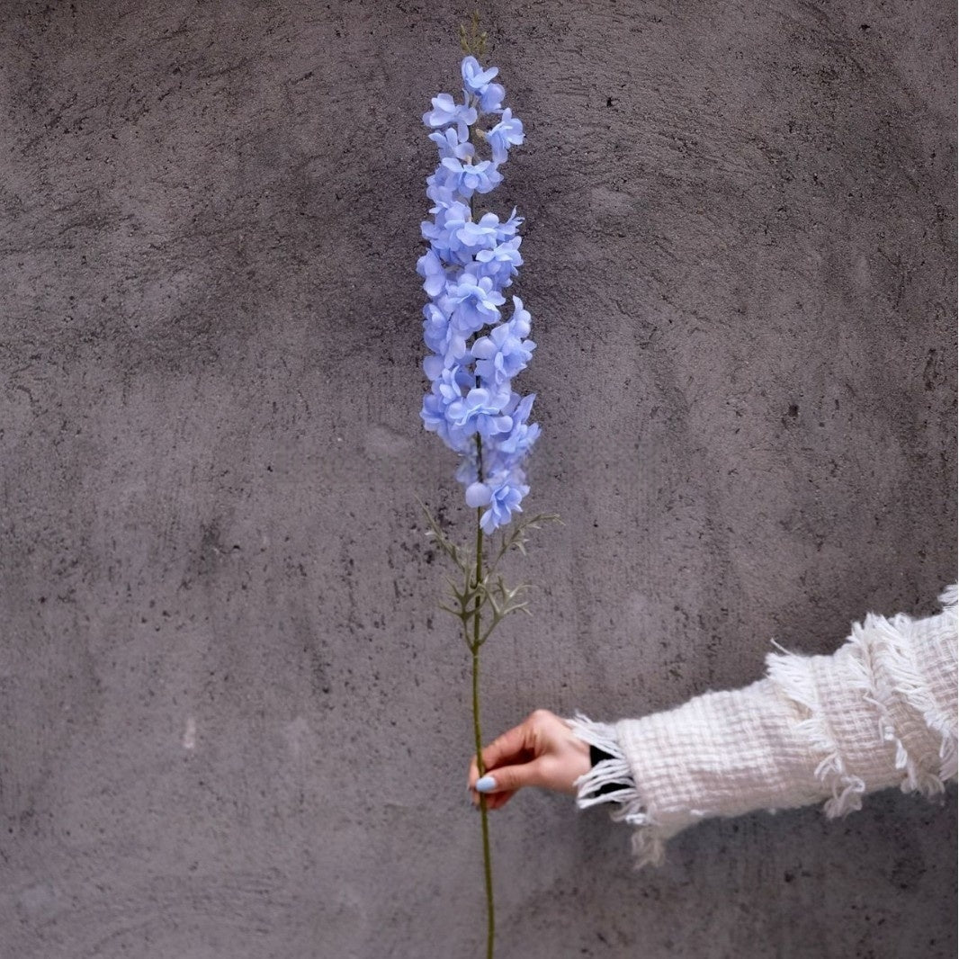 Sky Blue Faux Flower Stem | Elegant Single Bloom for Home Decor FS-1009A