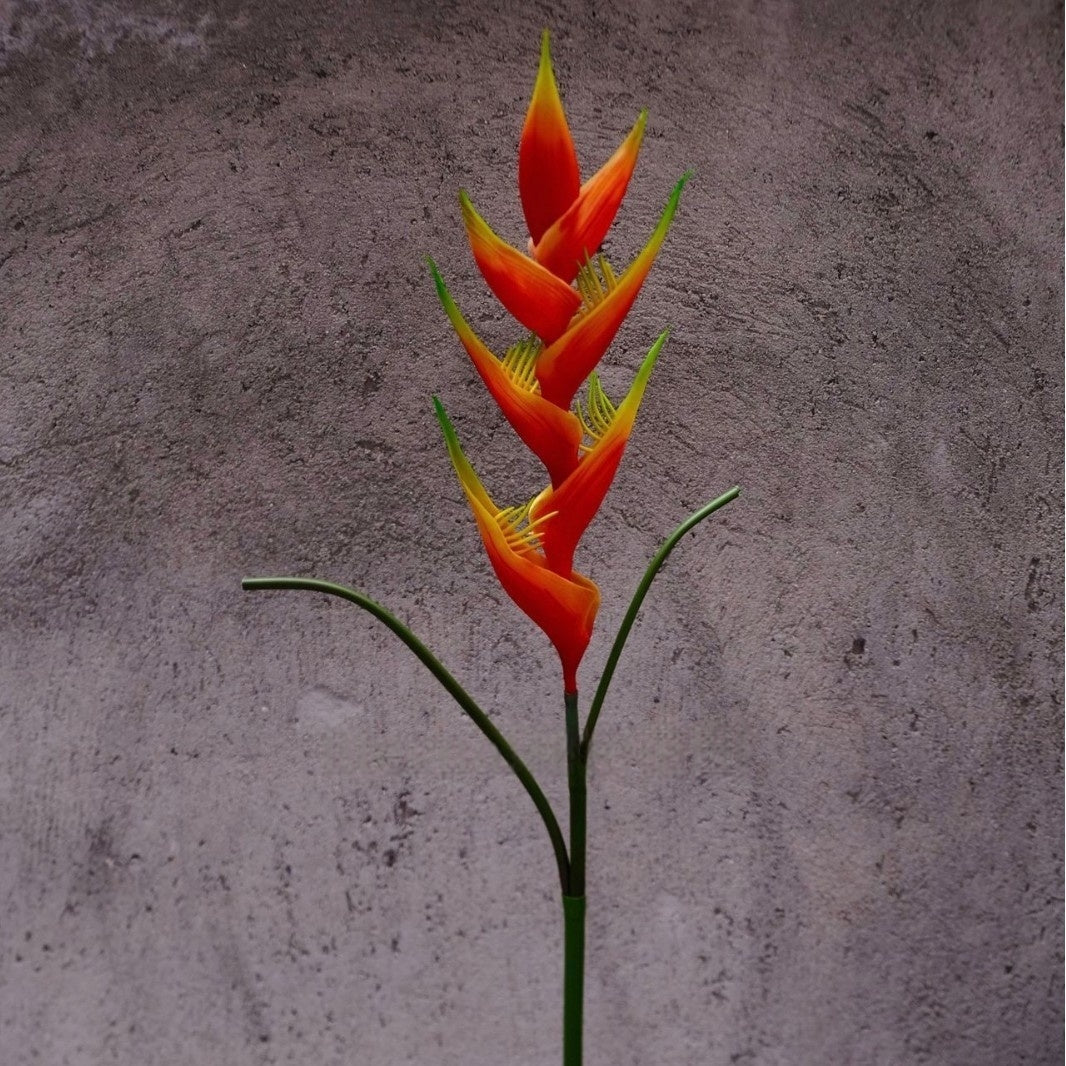 Burnt Orange Faux Orchid Stem | Modern Floral Accent for Home Decor FS-1014A