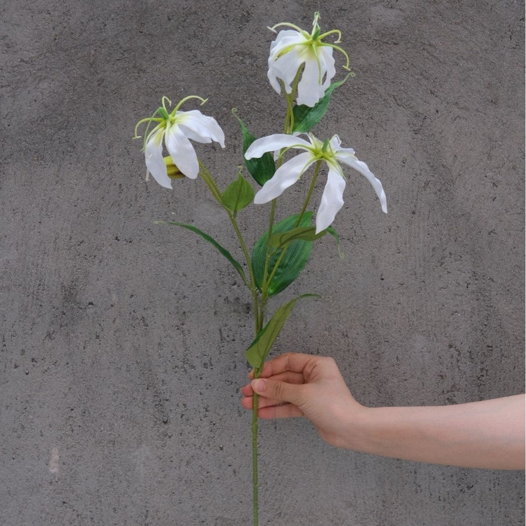 Elegant White Artificial Flower Stem | Simple Faux Floral for Interior Design FS-1003B