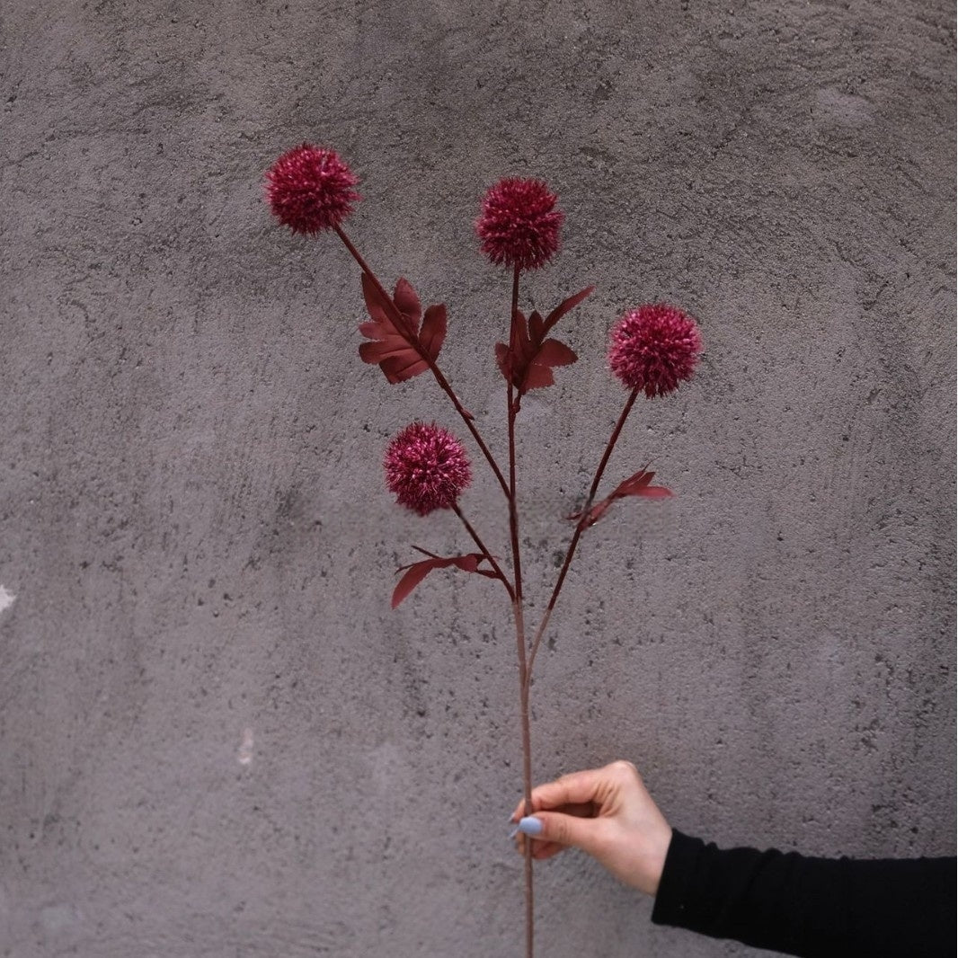 4-Head Allium Faux Flower – Modern Pom Pom Decorative Stem FS-1042