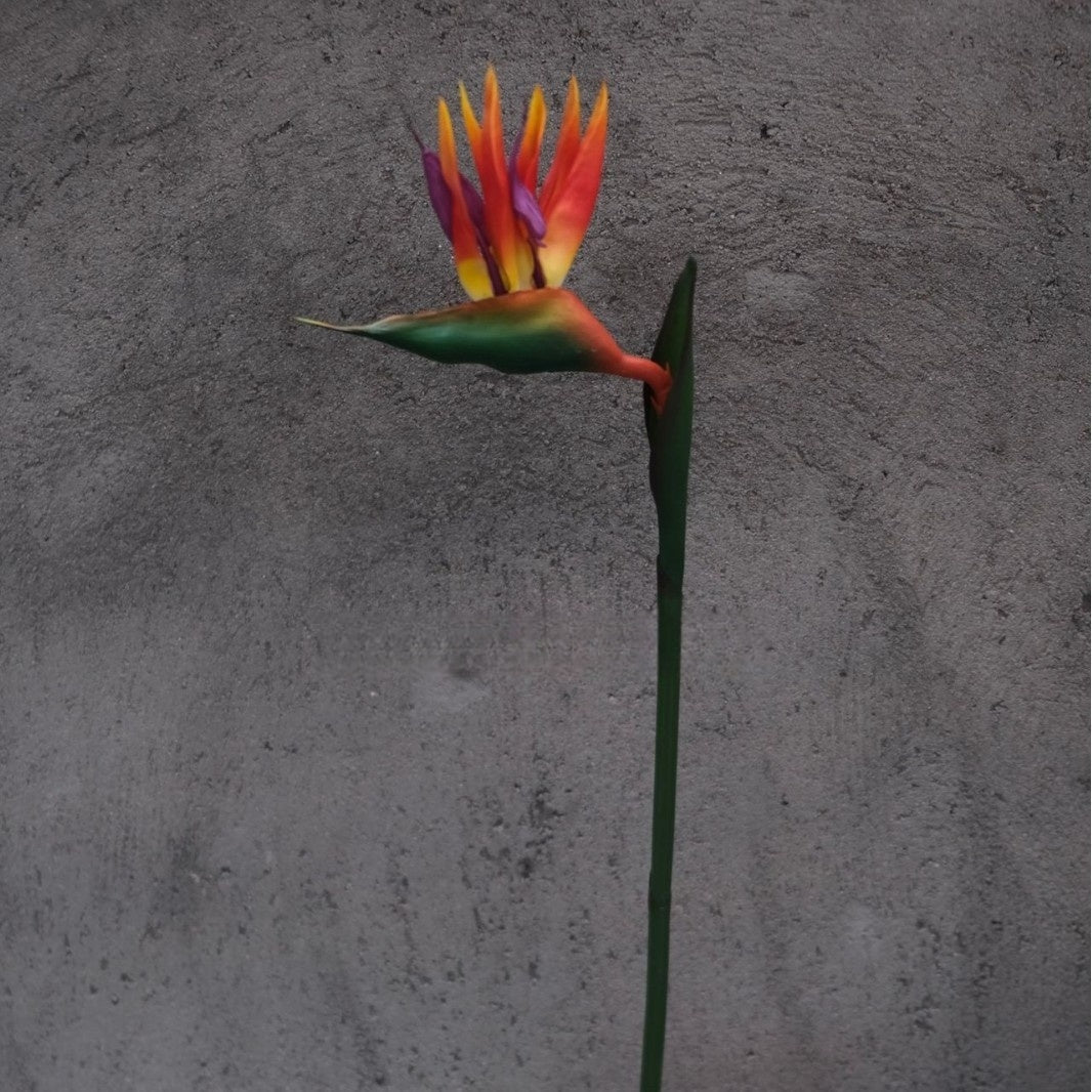 Burnt Orange Faux Orchid Stem | Modern Floral Accent for Home Decor FS-1014A