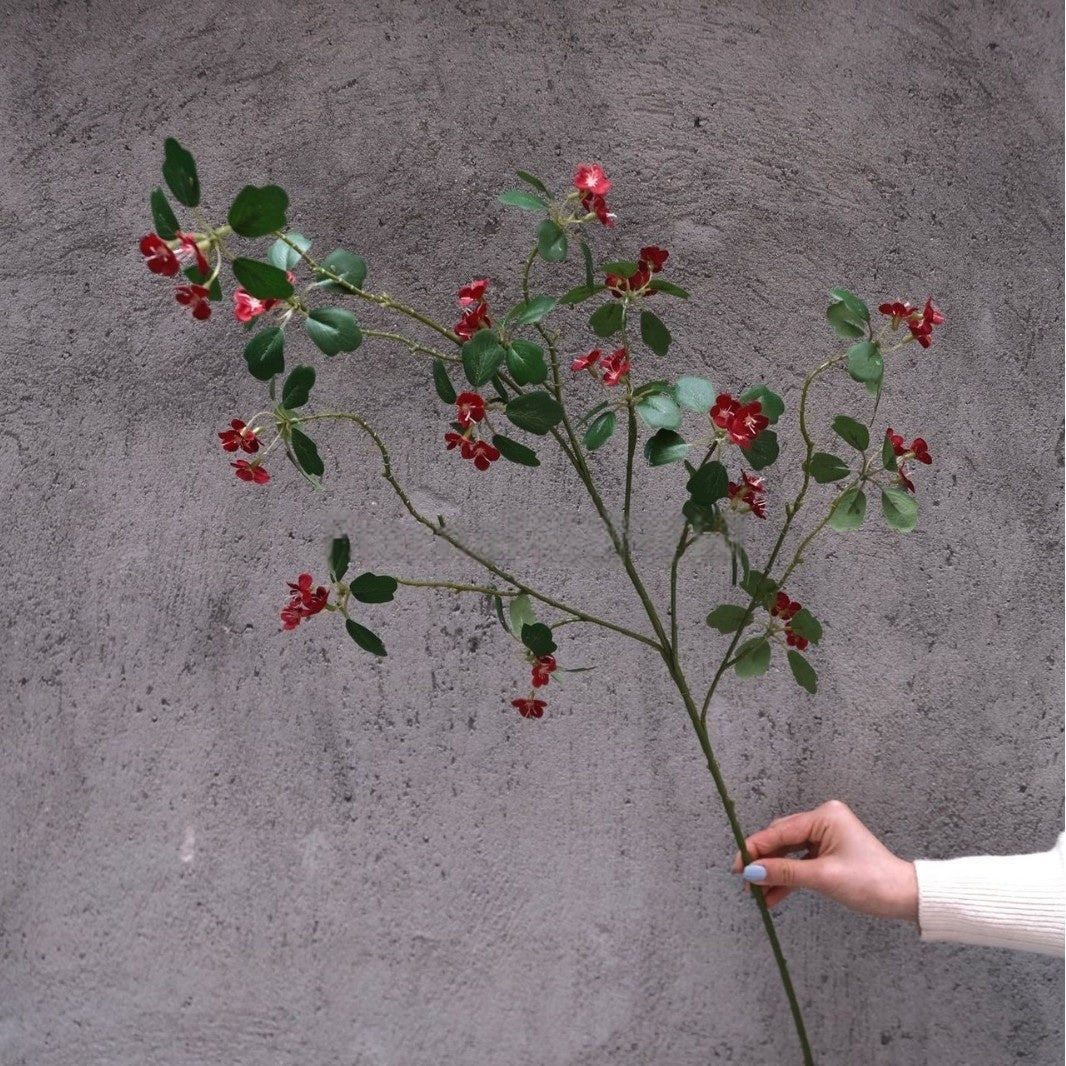 Burgundy Faux Flower Stem | Wine Red Single Bloom for Home Decor FS-1007A