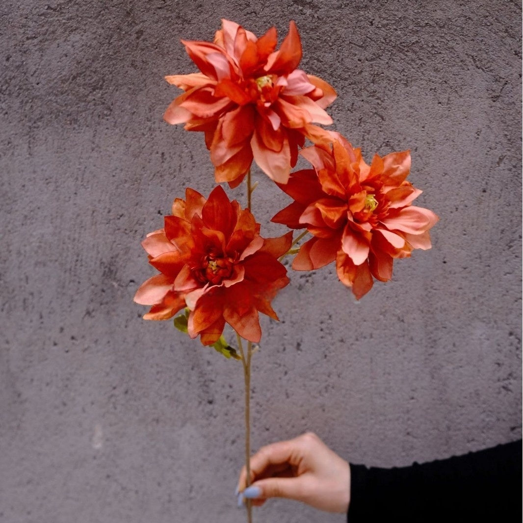 Autumn Orange Faux Flower Stem | Single Bloom for Seasonal Home Decor FS-1011A