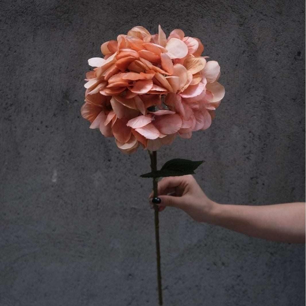 Burnt Orange Faux Orchid Stem | Modern Floral Accent for Home Decor FS-1014A