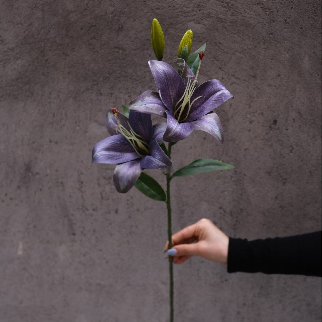 Purple Faux Flower Stem | Elegant Single Bloom for Home Decor Display FS-1004A