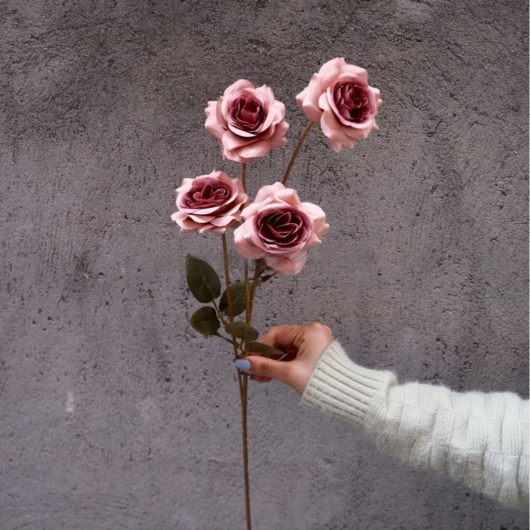 Muted Mauve Pink Artificial Flower | Romantic Single Stem for Vase Styling FS-1013A