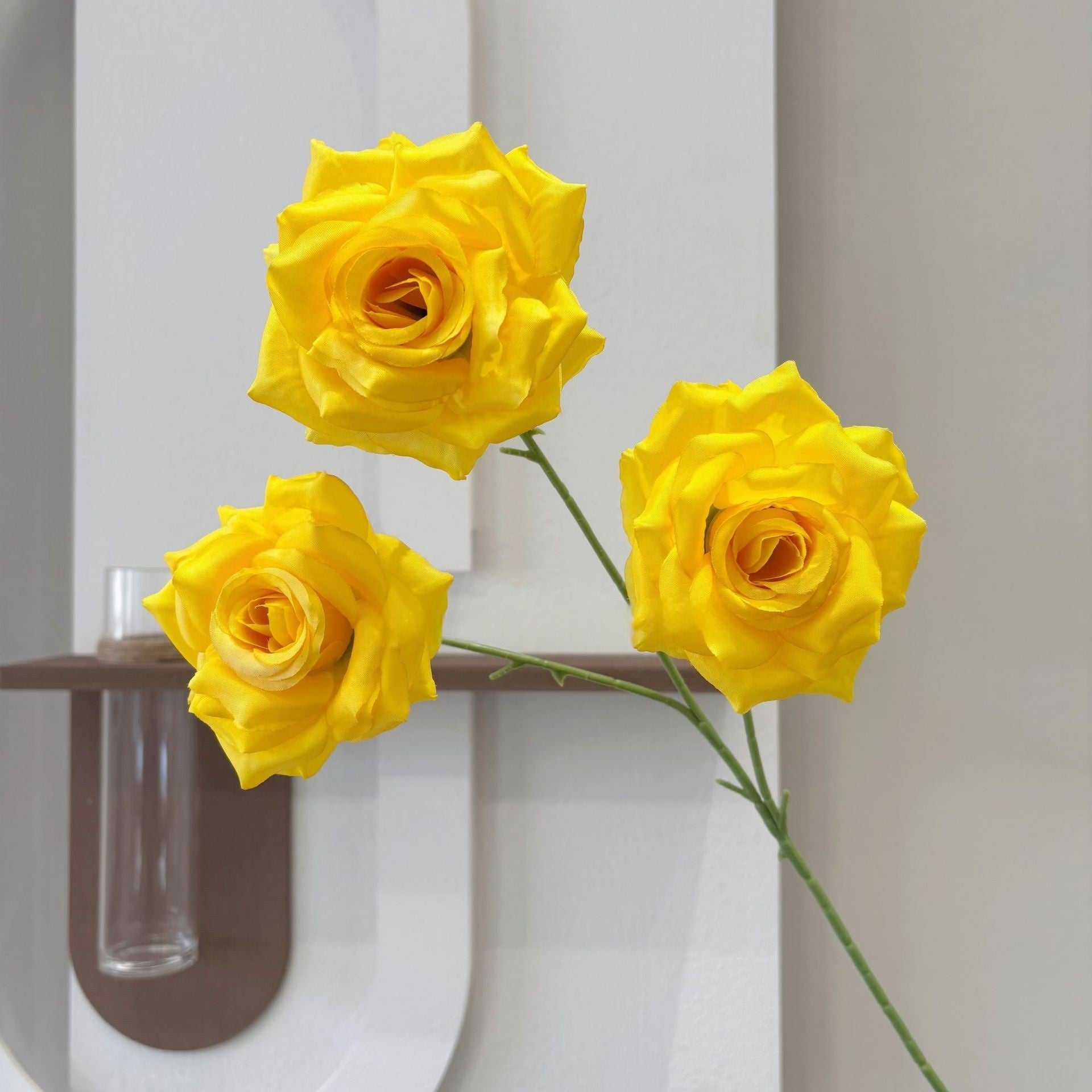 Three Head Diamond Rose Stem – Leafless Artificial Rose for Home Decor & Event Styling FS-1020