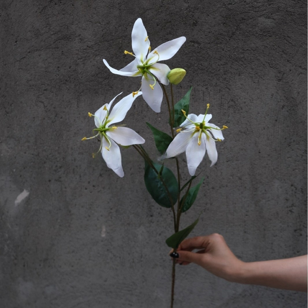 Elegant White Artificial Flower Stem | Simple Faux Floral for Interior Design FS-1003B
