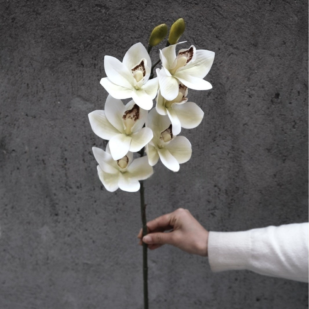 Elegant White Artificial Flower Stem | Simple Faux Floral for Interior Design FS-1003B