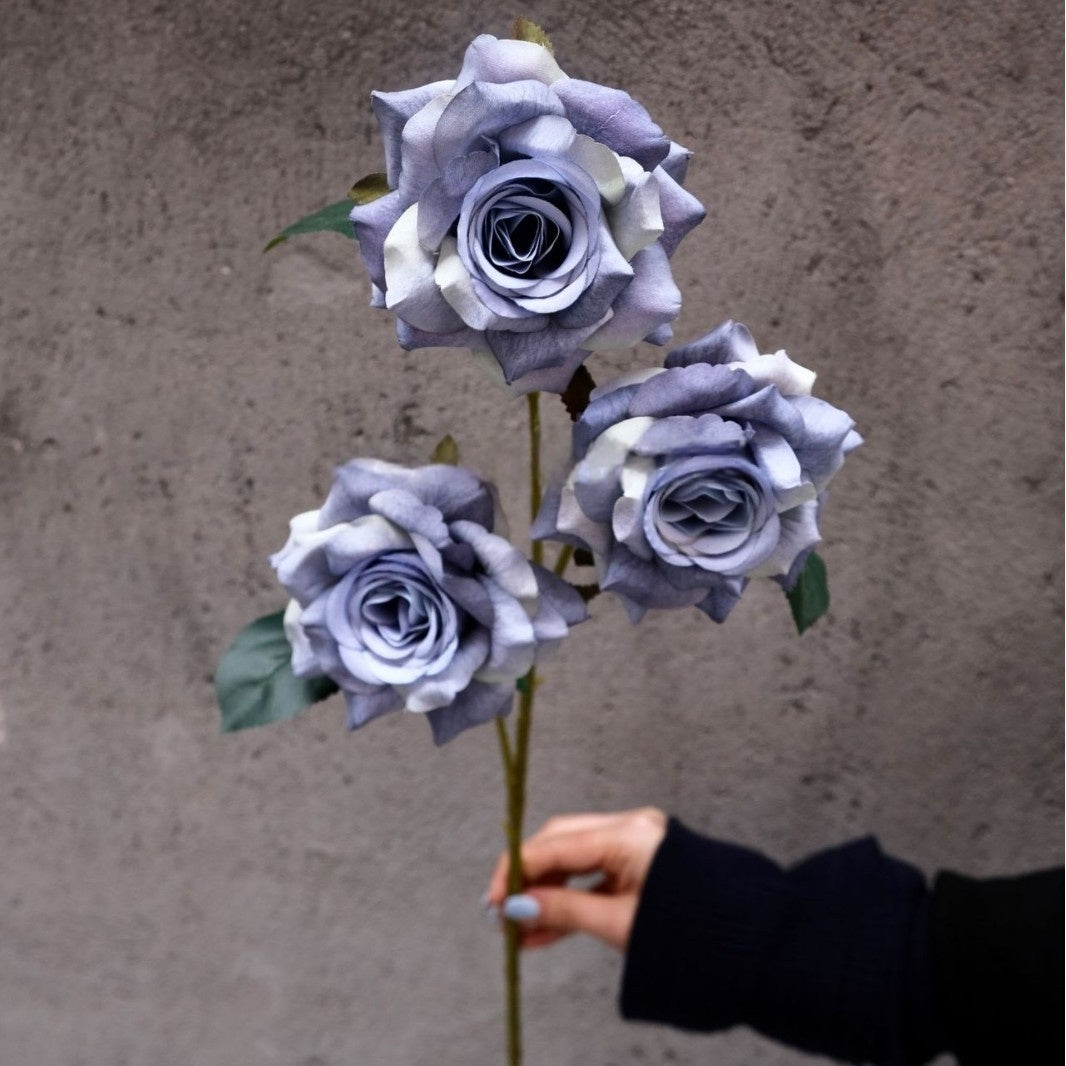 Dusty Blue Single Stem Flower | Realistic Faux Bloom for Home Styling FS-1008B