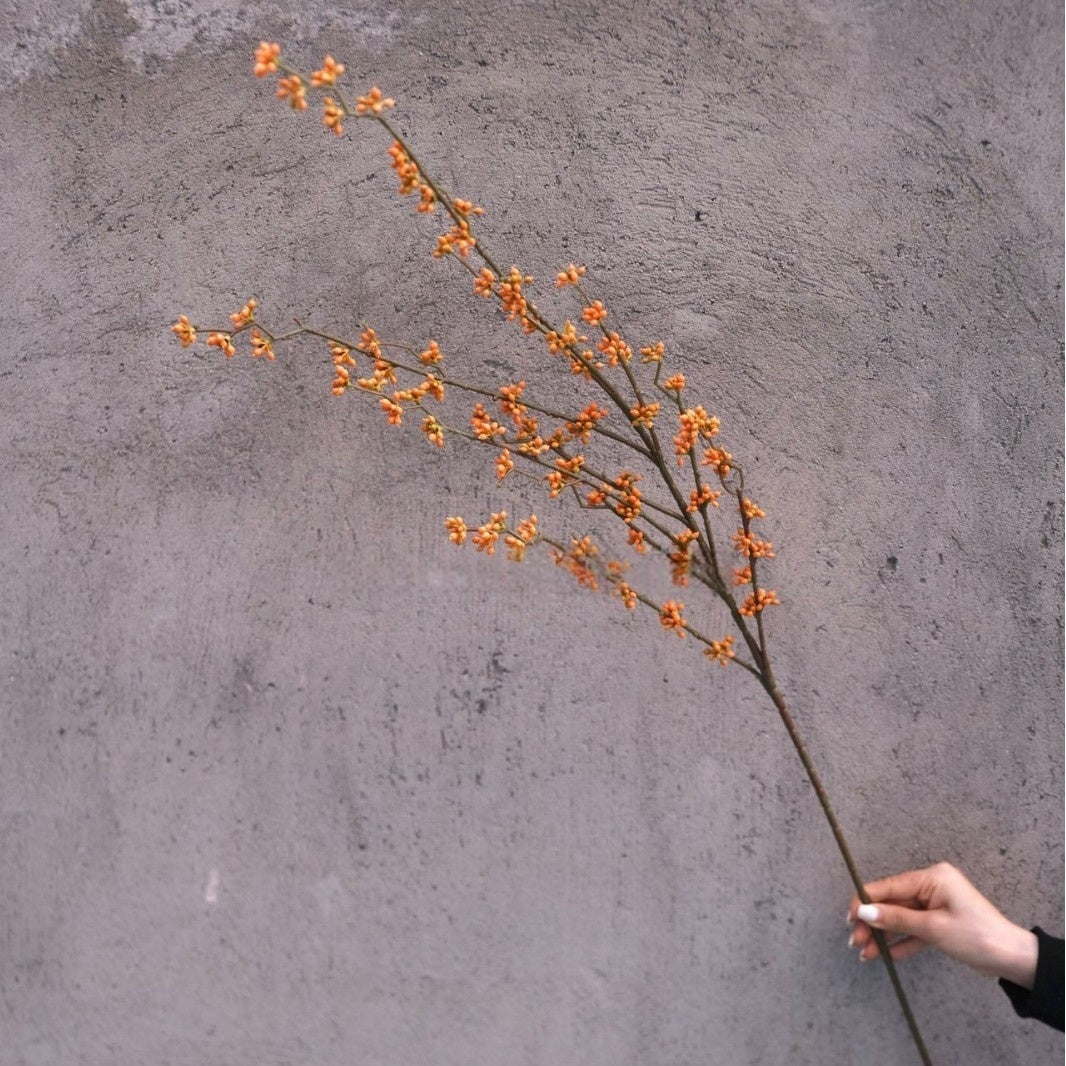 Warm Autumn Orange Floral Spray | Faux Botanical for Fall-Inspired Interiors FS-1012B