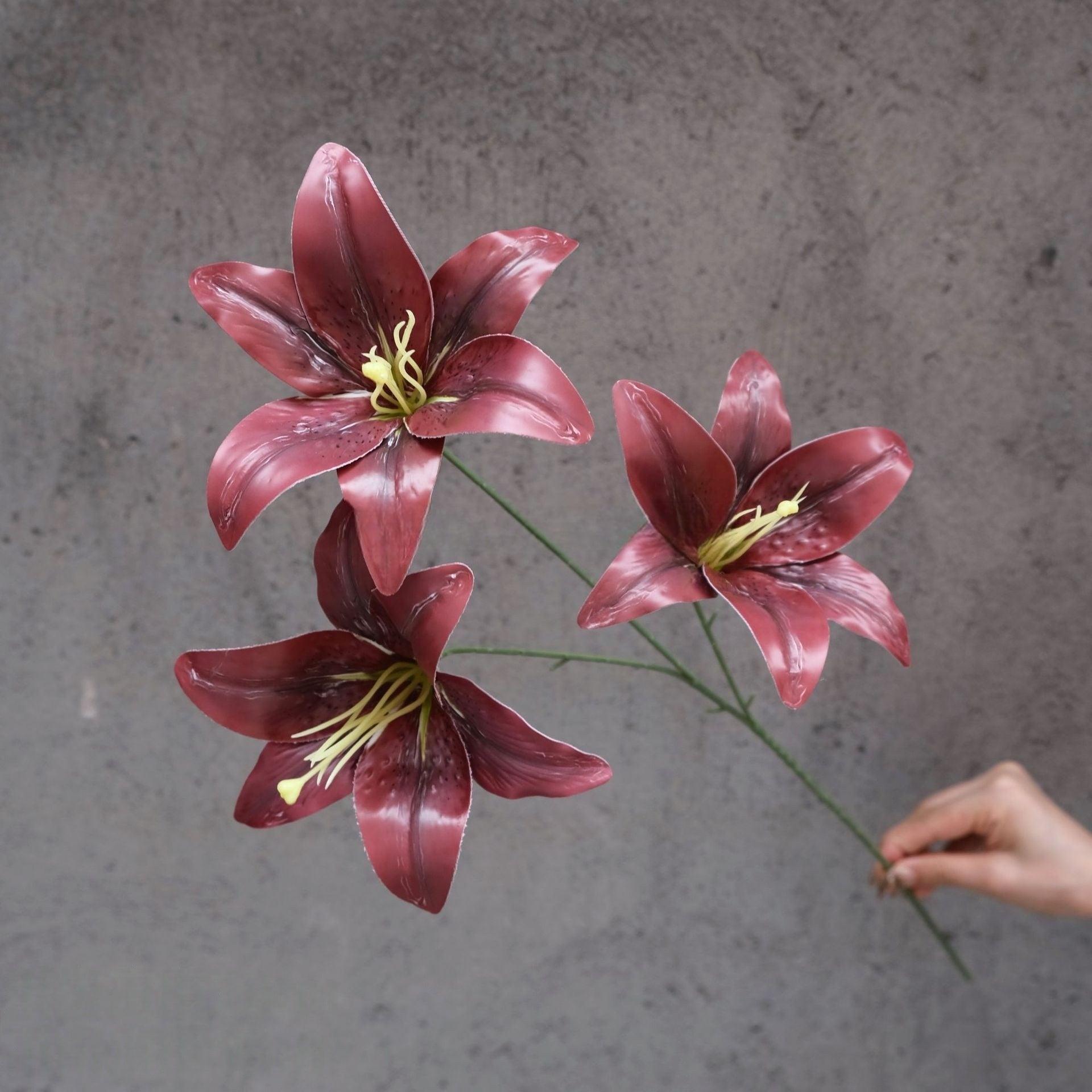 Elegant Wine Red Artificial Flower | Burgundy Accent for Interior Styling FS-1007B