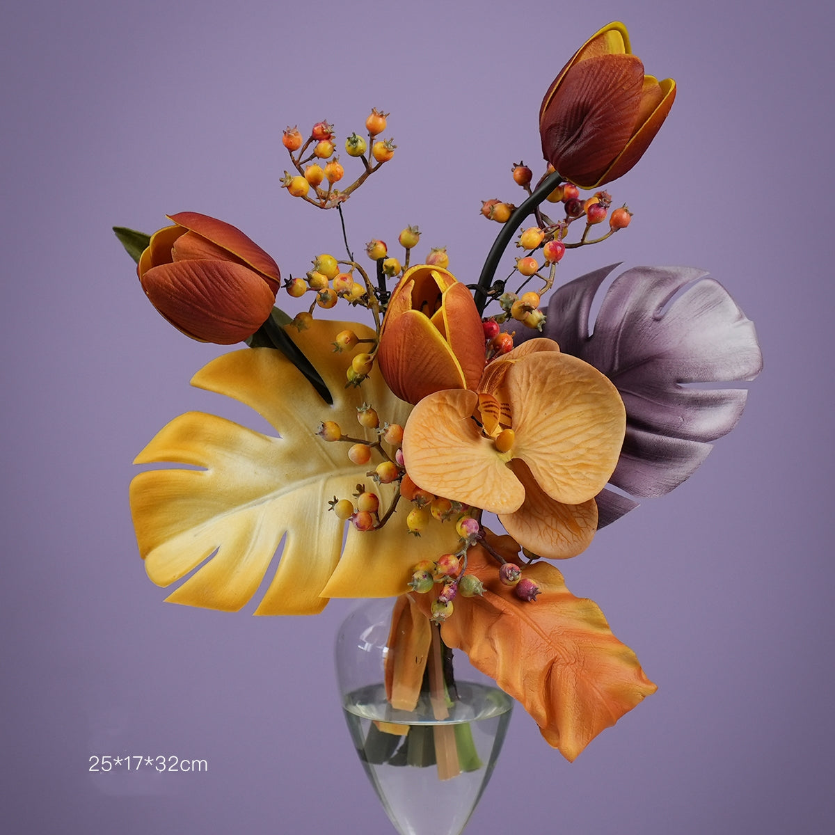 Modern Artistic Faux Floral Arrangement | Luxury Designer Artificial Flowers for Home, Hotel & Event Display VB-213 (Without Vase)