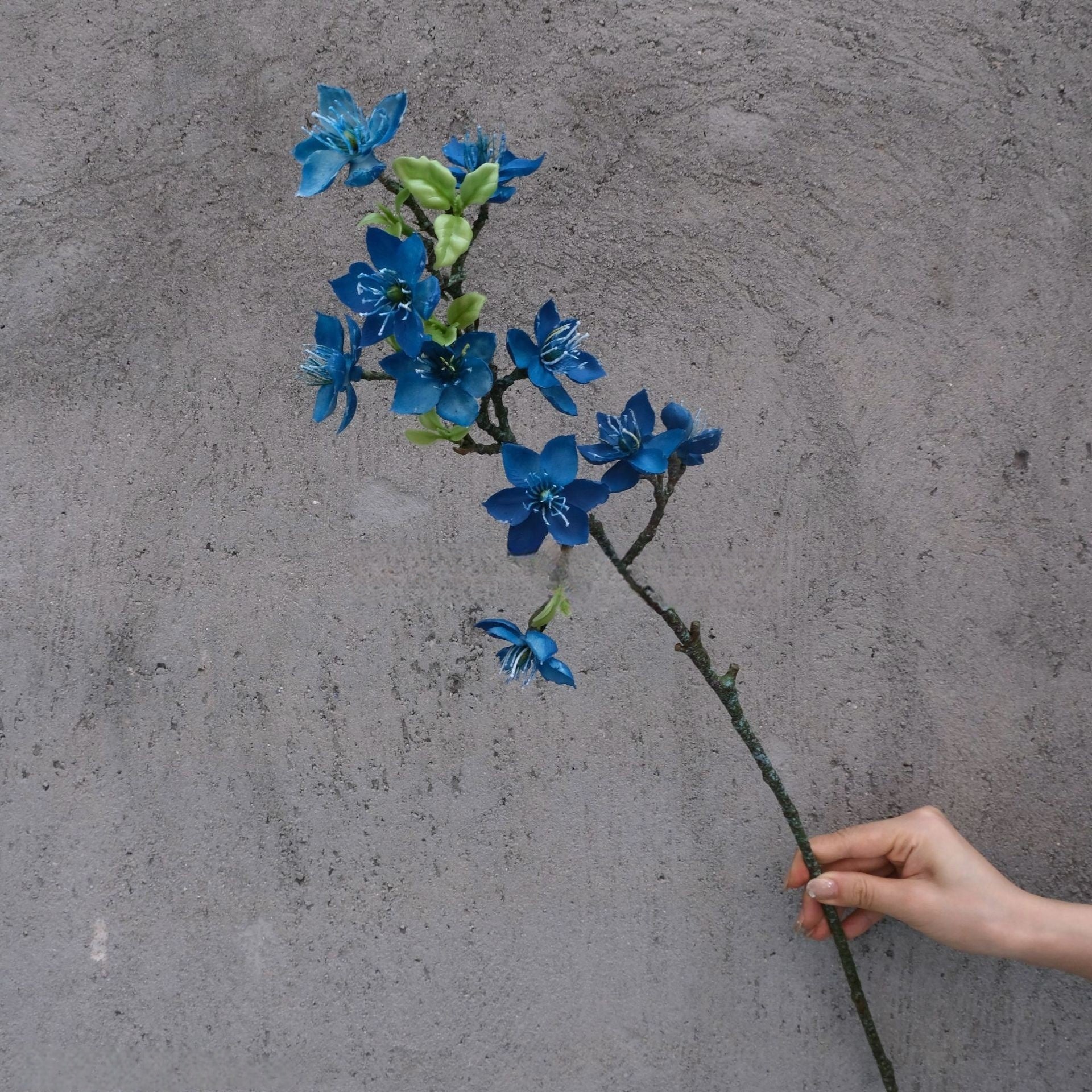 Dusty Blue Single Stem Flower | Realistic Faux Bloom for Home Styling FS-1008B