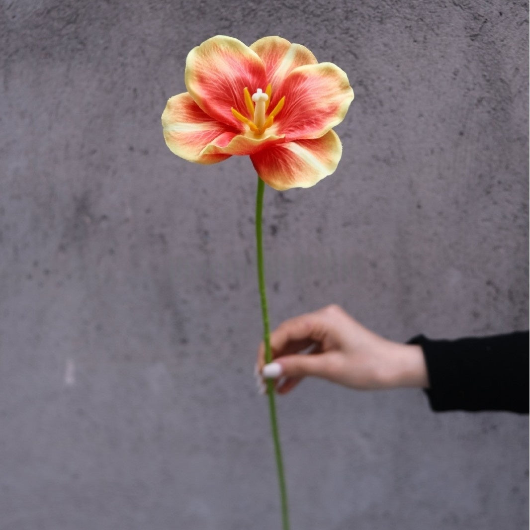 Sunset Orange Artificial Flower Stem | Statement Bloom for Modern Vases FS-1014B