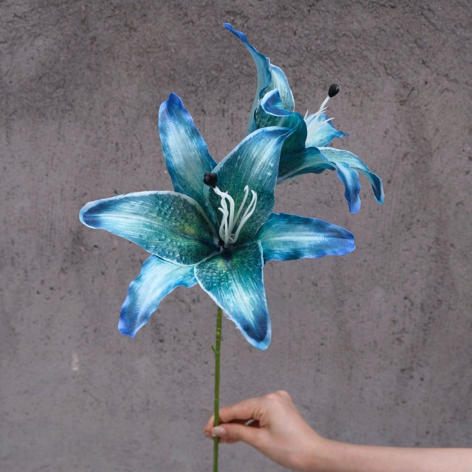 Dusty Blue Single Stem Flower | Realistic Faux Bloom for Home Styling FS-1008B