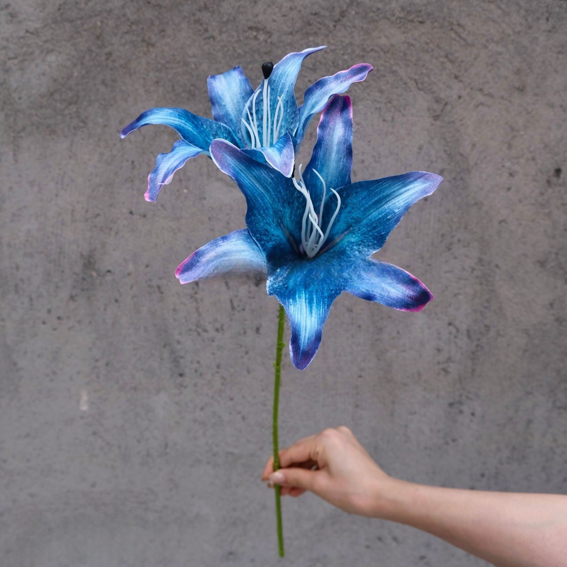 Dusty Blue Single Stem Flower | Realistic Faux Bloom for Home Styling FS-1008B