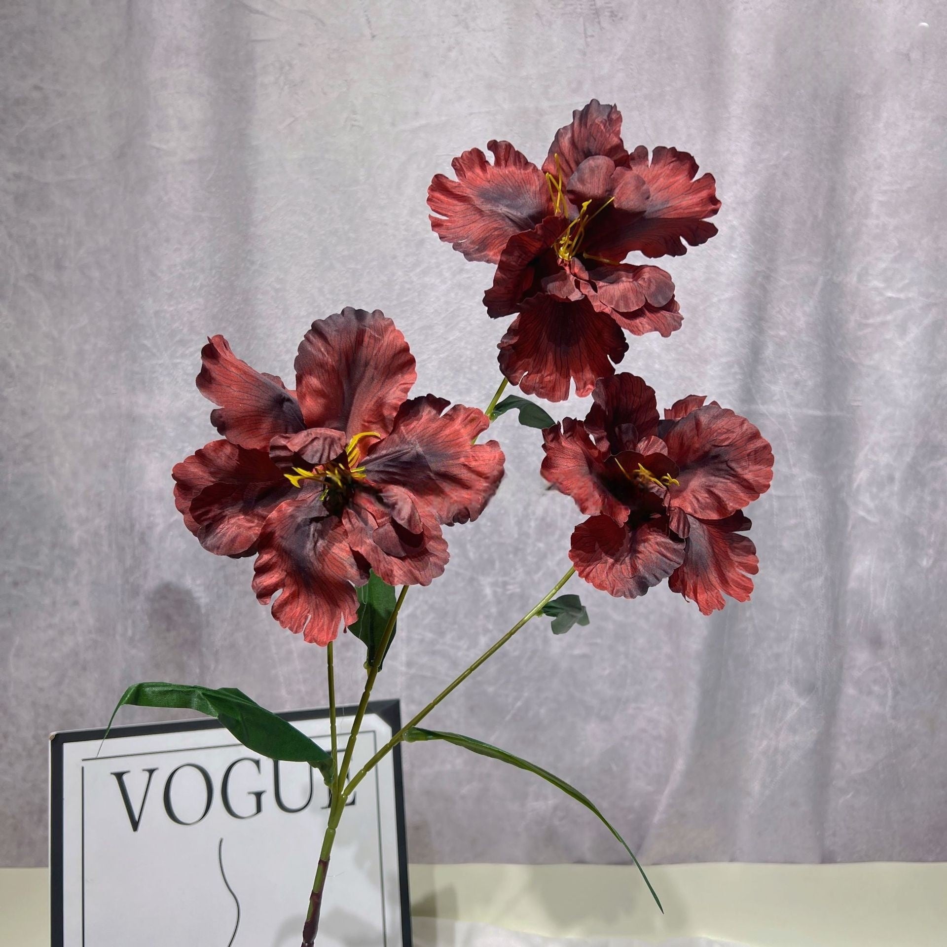 Elegant Wine Red Artificial Flower | Burgundy Accent for Interior Styling FS-1007B