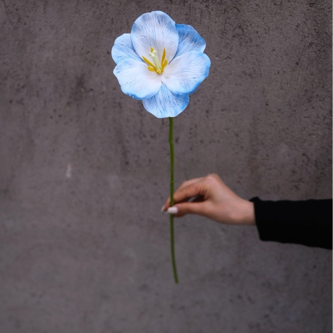 Realistic Sky Blue Artificial Flower | Single Stem for Modern Interiors FS-1009B