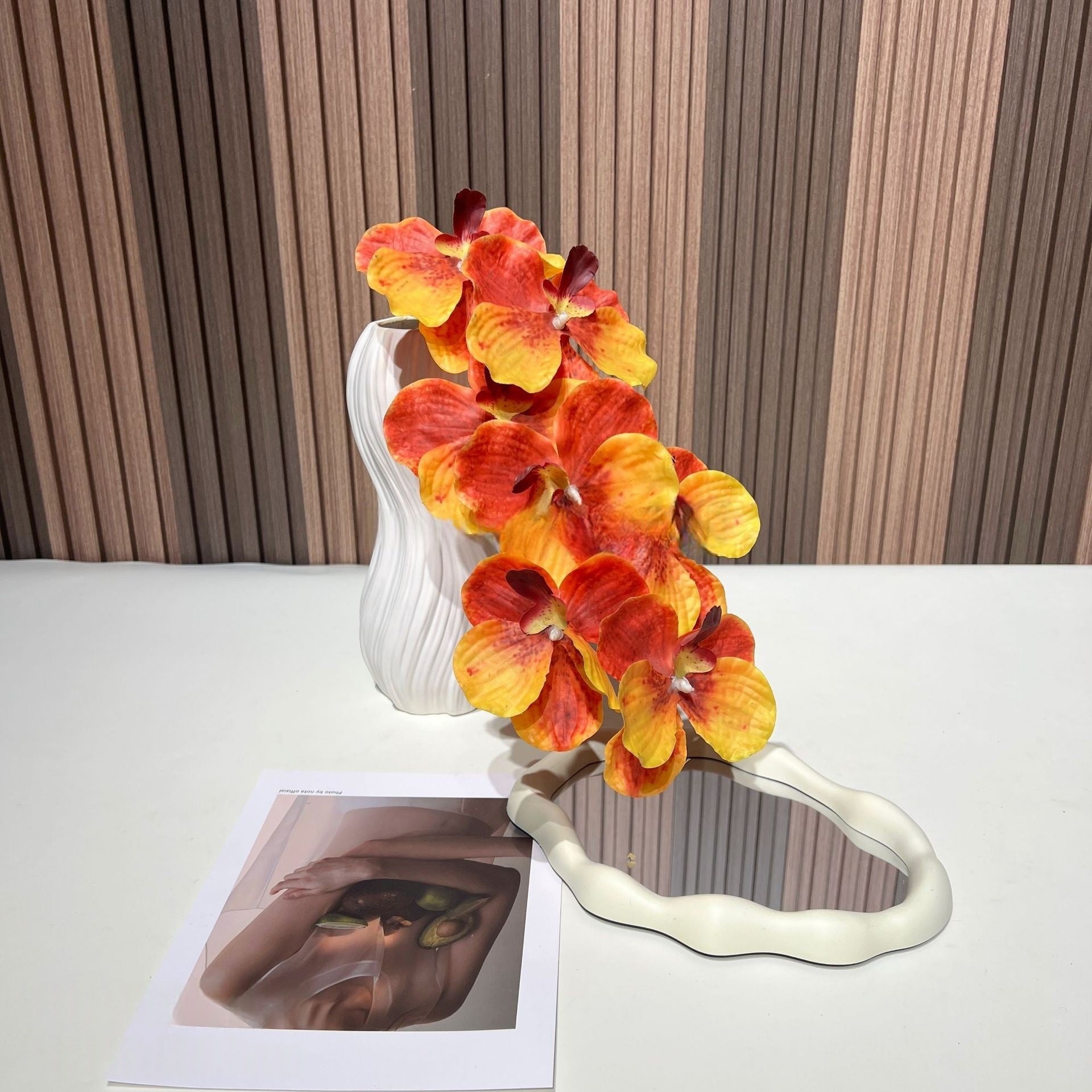 Warm Autumn Orange Silk Flower | Lifelike Faux Stem for Cozy Home Styling FS-1011B