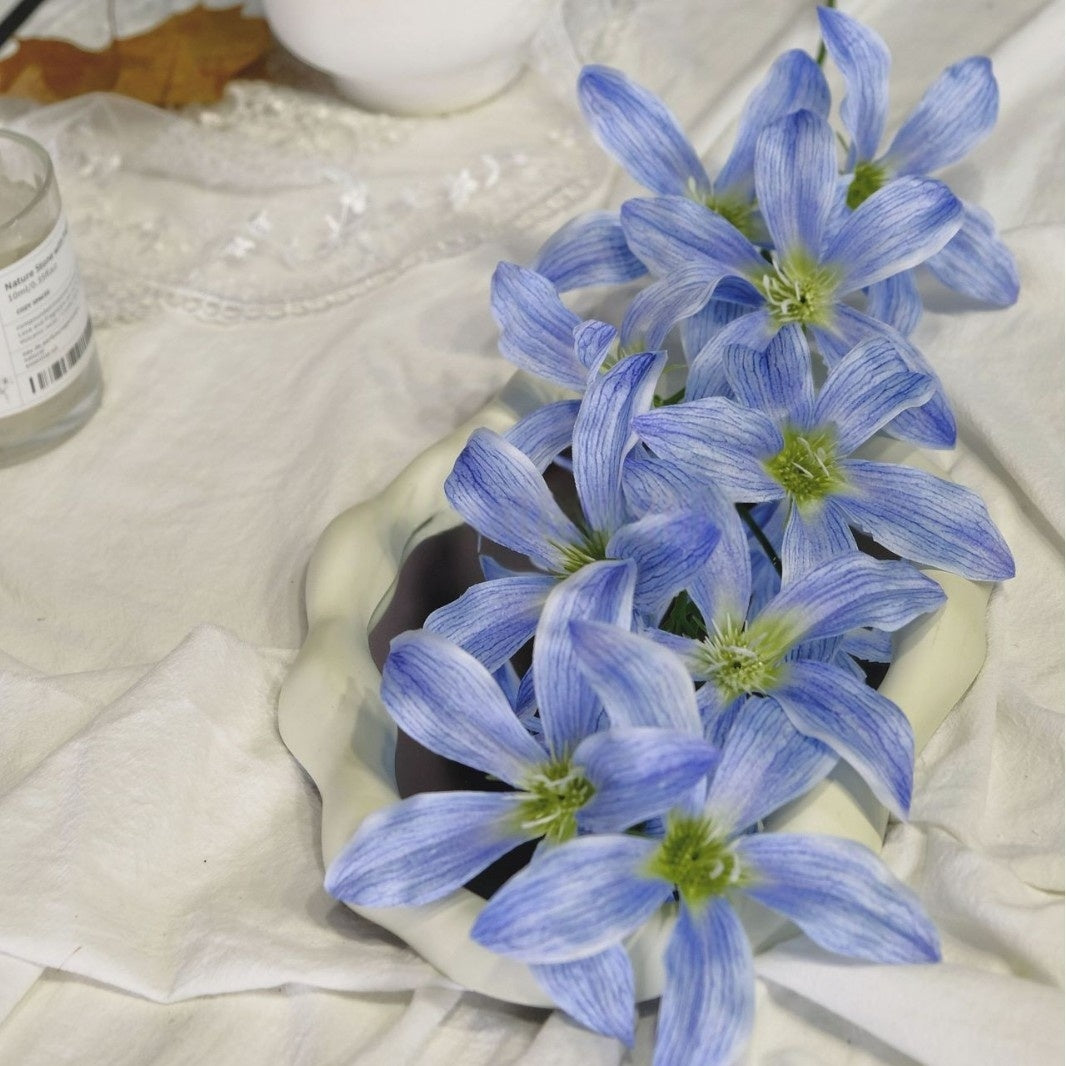Dusty Blue Single Stem Flower | Realistic Faux Bloom for Home Styling FS-1008B