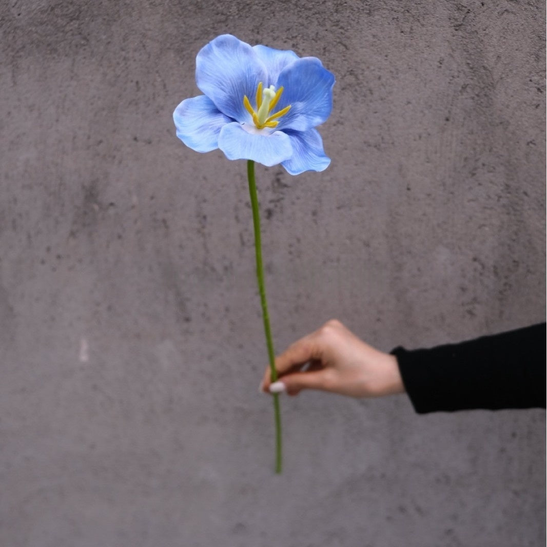 Realistic Sky Blue Artificial Flower | Single Stem for Modern Interiors FS-1009B