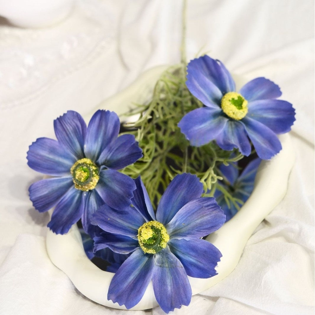 Dusty Blue Single Stem Flower | Realistic Faux Bloom for Home Styling FS-1008B