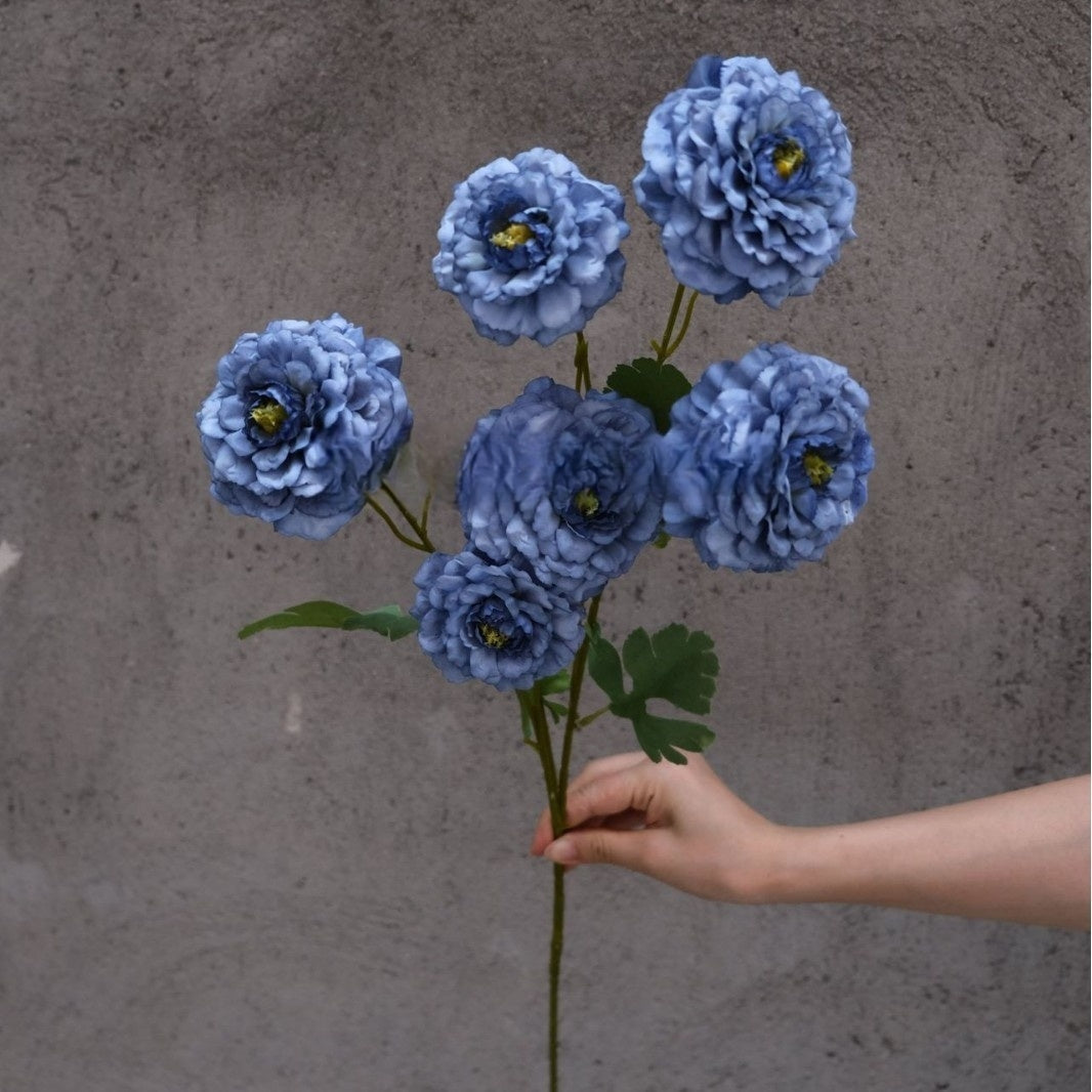 Dusty Blue Single Stem Flower | Realistic Faux Bloom for Home Styling FS-1008B