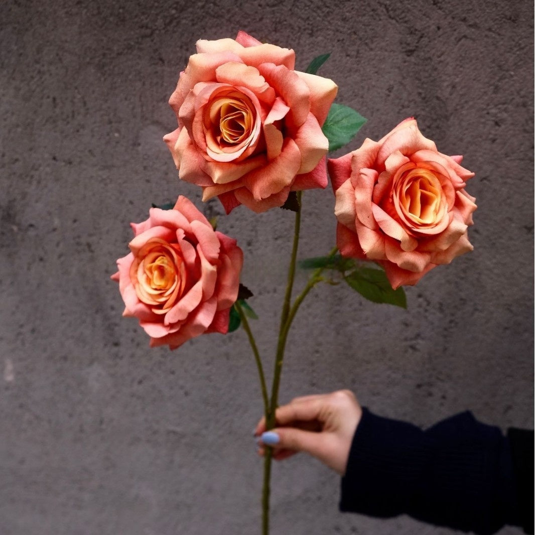 Rusty Orange Faux Stem Flower | Earthy Tone Floral for Boho Decor FS-1014C