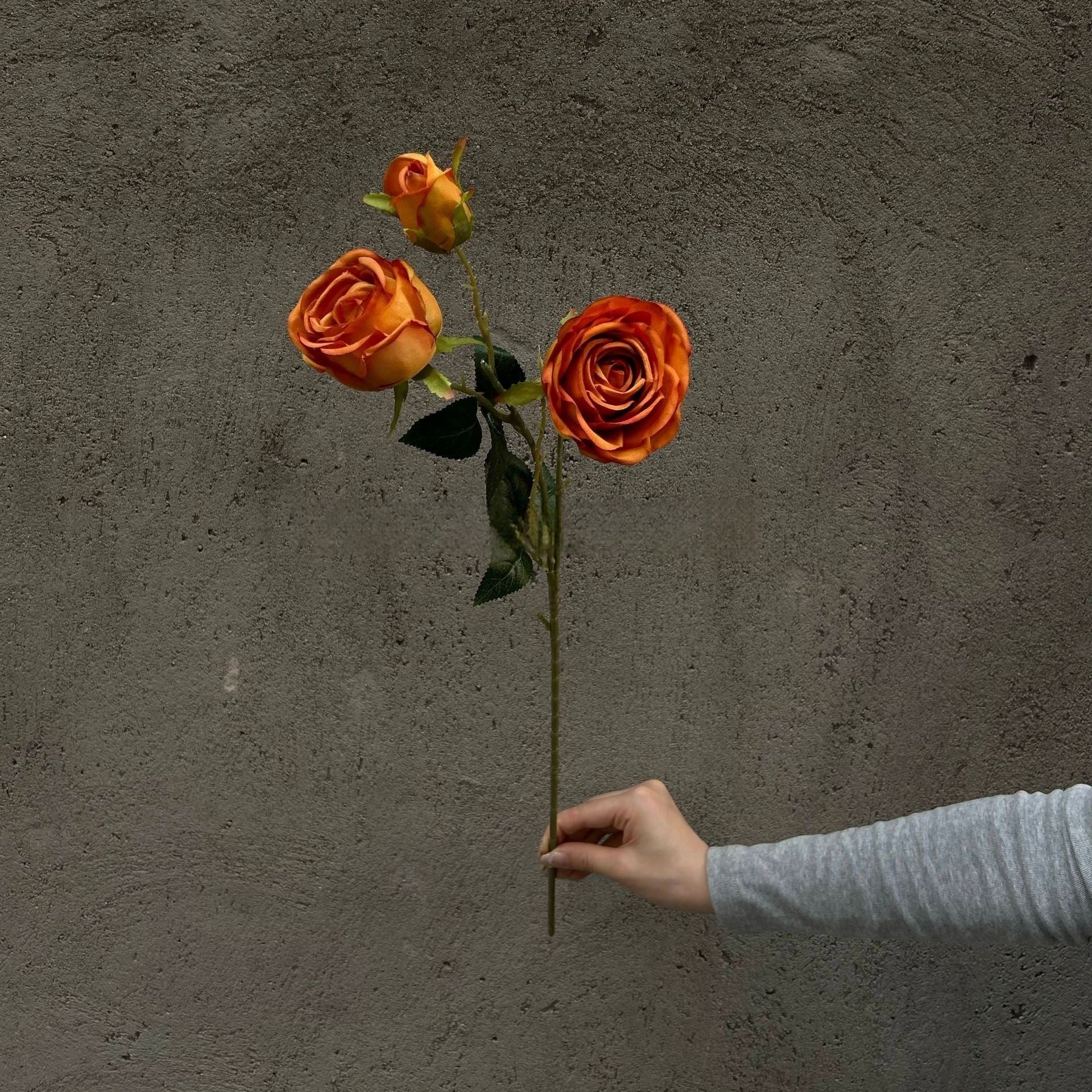 Rusty Orange Faux Stem Flower | Earthy Tone Floral for Boho Decor FS-1014C