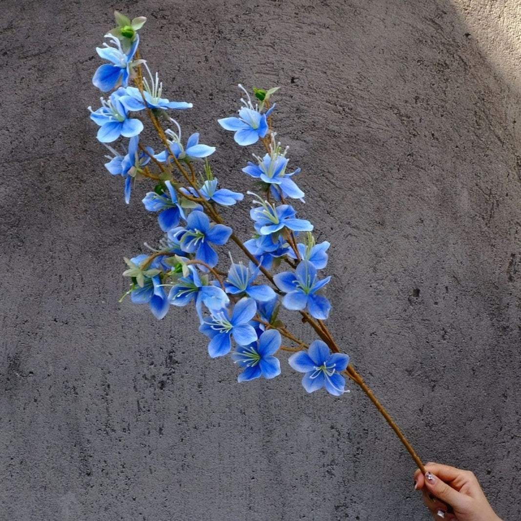 Dusty Blue Faux Floral Stem | Chic Single Bloom for Contemporary Spaces FS-1008C