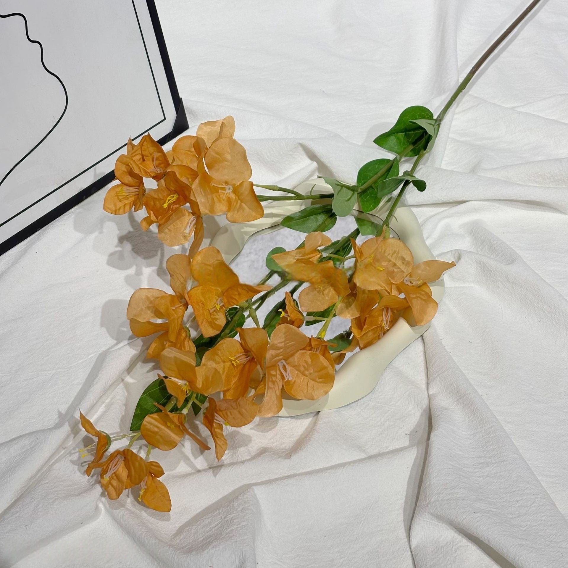 Single Stem Faux Flower in Autumn Orange | Perfect Accent for Home or Event Decor FS-1011C