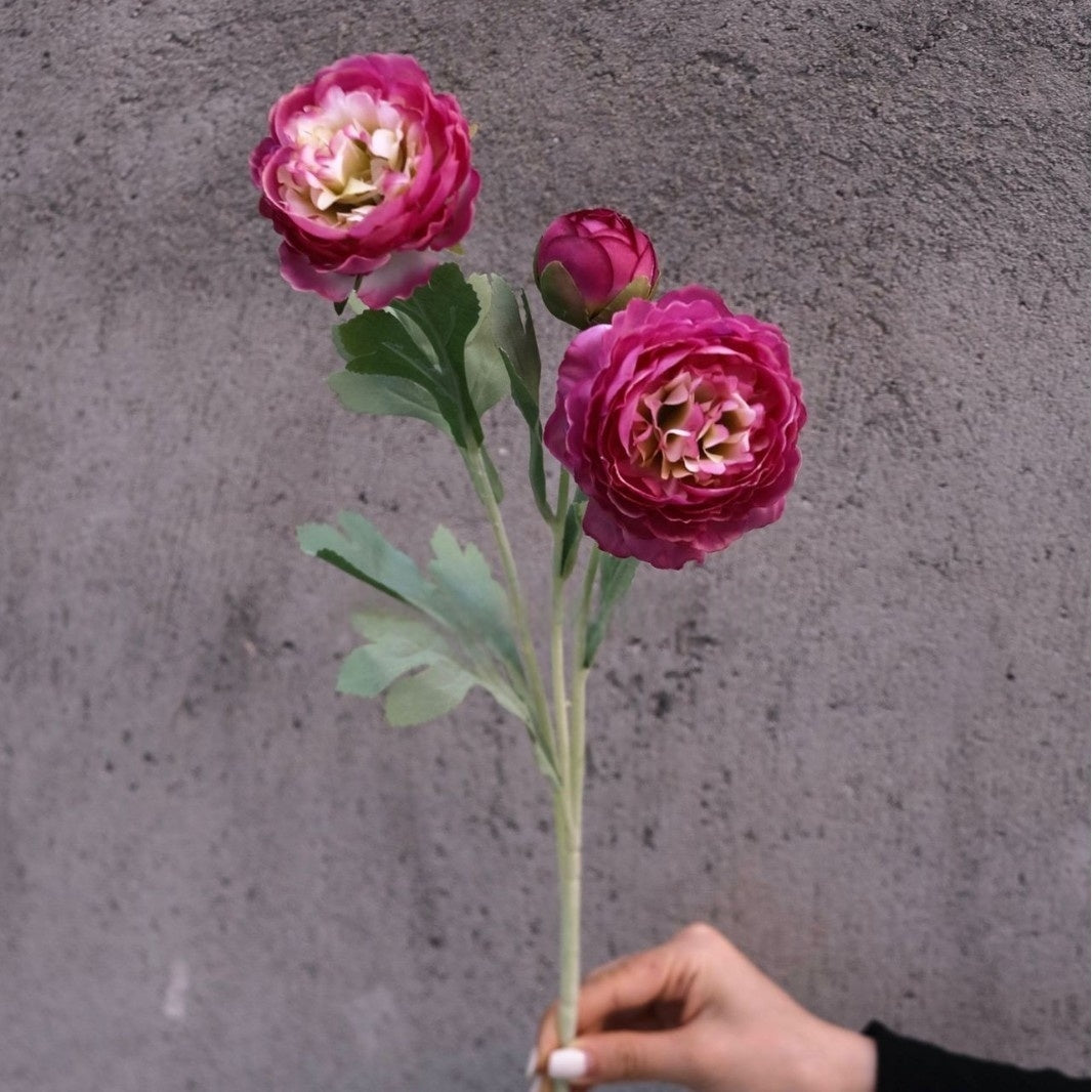 Single Stem Magenta Pink Silk Flower | Faux Floral for Modern Home Decor FS-1010C