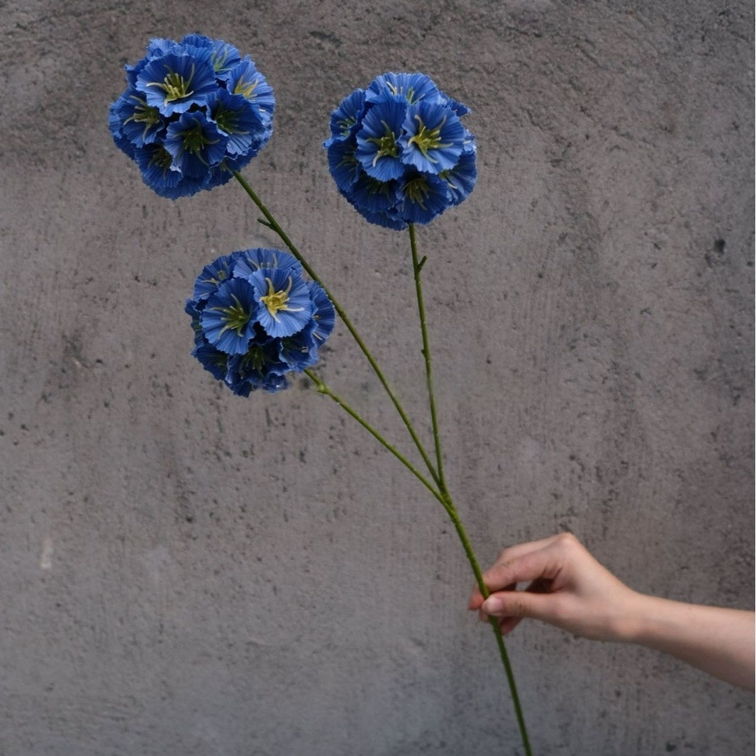 Dusty Blue Faux Floral Stem | Chic Single Bloom for Contemporary Spaces FS-1008C