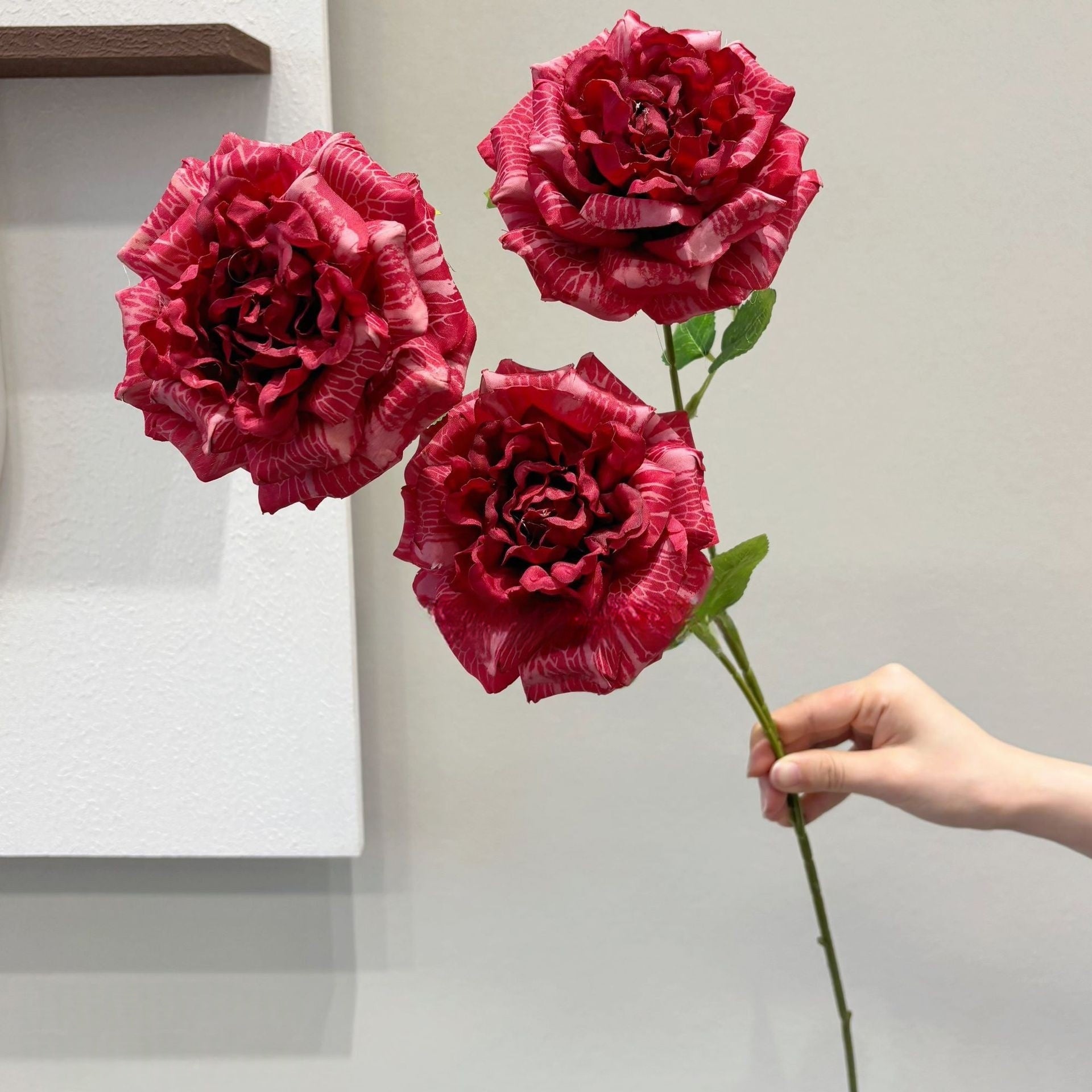 Single Stem Faux Flower in Burgundy | Statement Piece for Home Decor FS-1007C