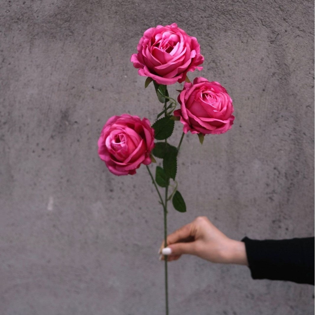 Single Stem Magenta Pink Silk Flower | Faux Floral for Modern Home Decor FS-1010C