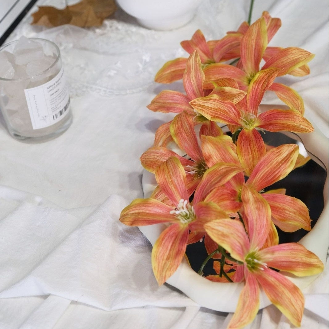 Rusty Orange Faux Stem Flower | Earthy Tone Floral for Boho Decor FS-1014C