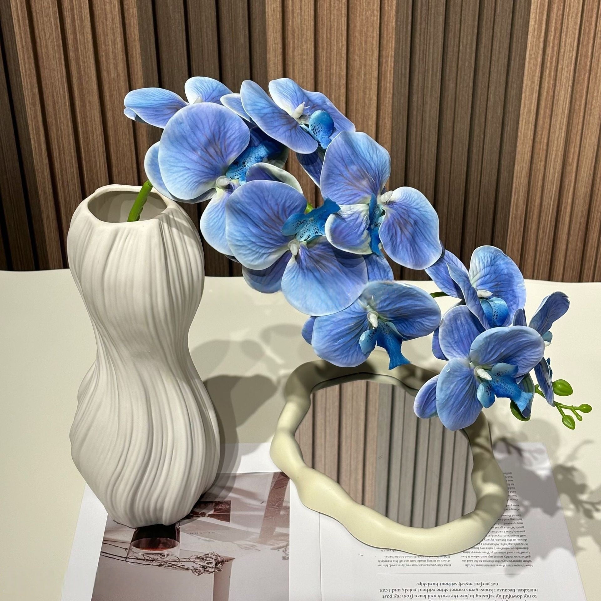 Dusty Blue Faux Floral Stem | Chic Single Bloom for Contemporary Spaces FS-1008C