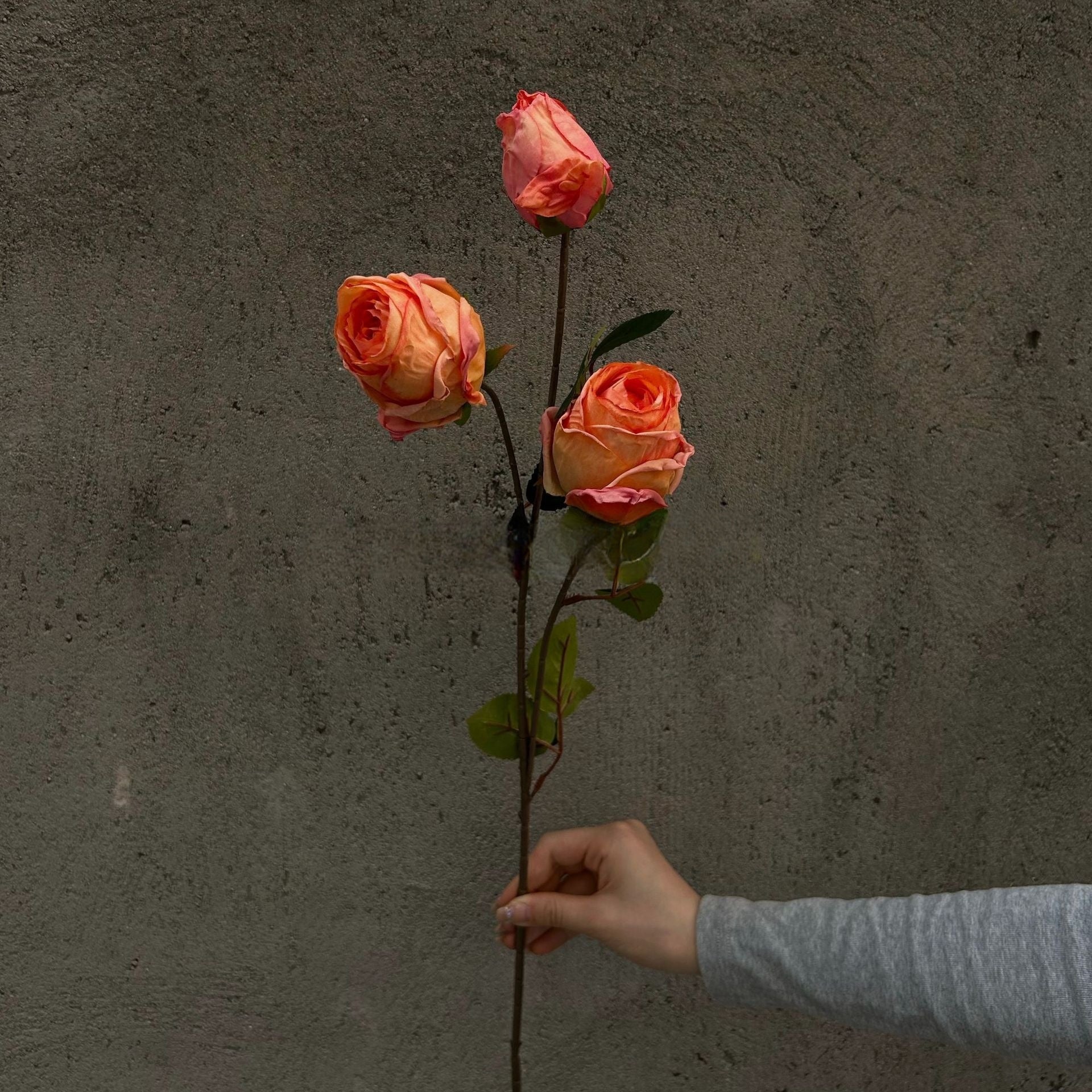 Rusty Orange Faux Stem Flower | Earthy Tone Floral for Boho Decor FS-1014C