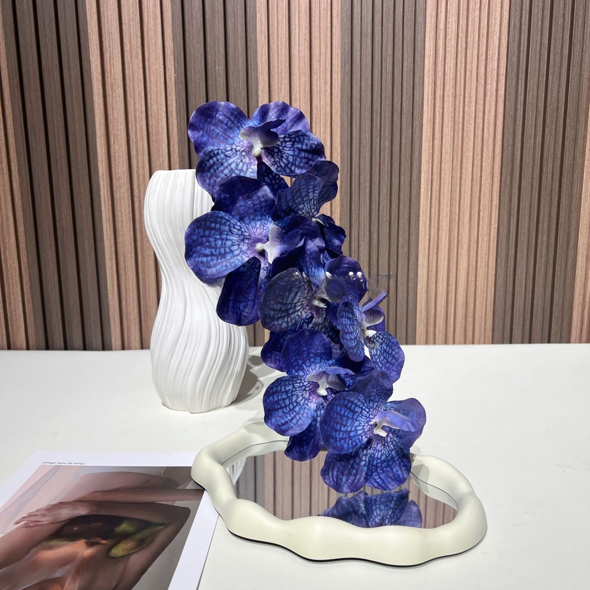 Dusty Blue Faux Floral Stem | Chic Single Bloom for Contemporary Spaces FS-1008C