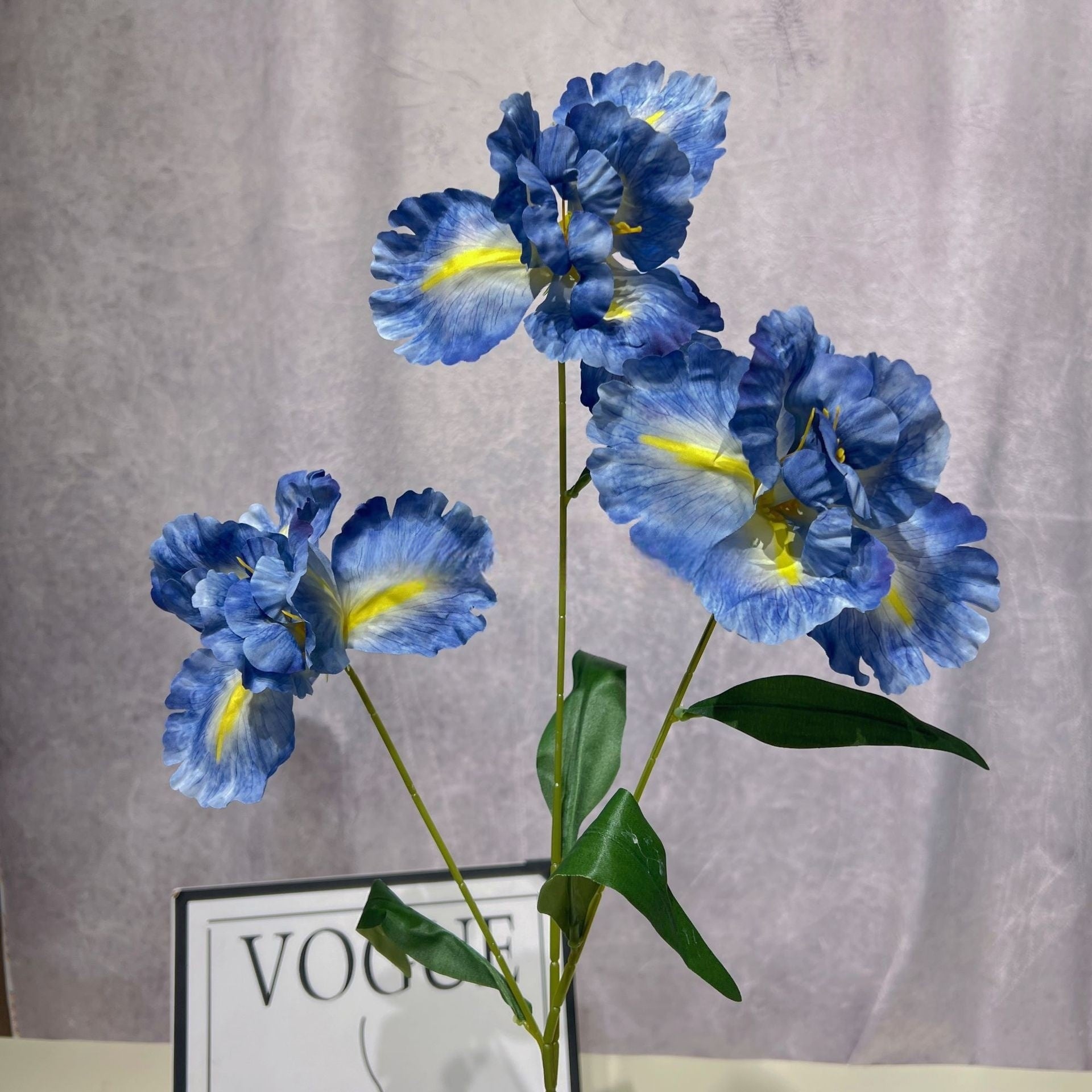 Dusty Blue Faux Floral Stem | Chic Single Bloom for Contemporary Spaces FS-1008C