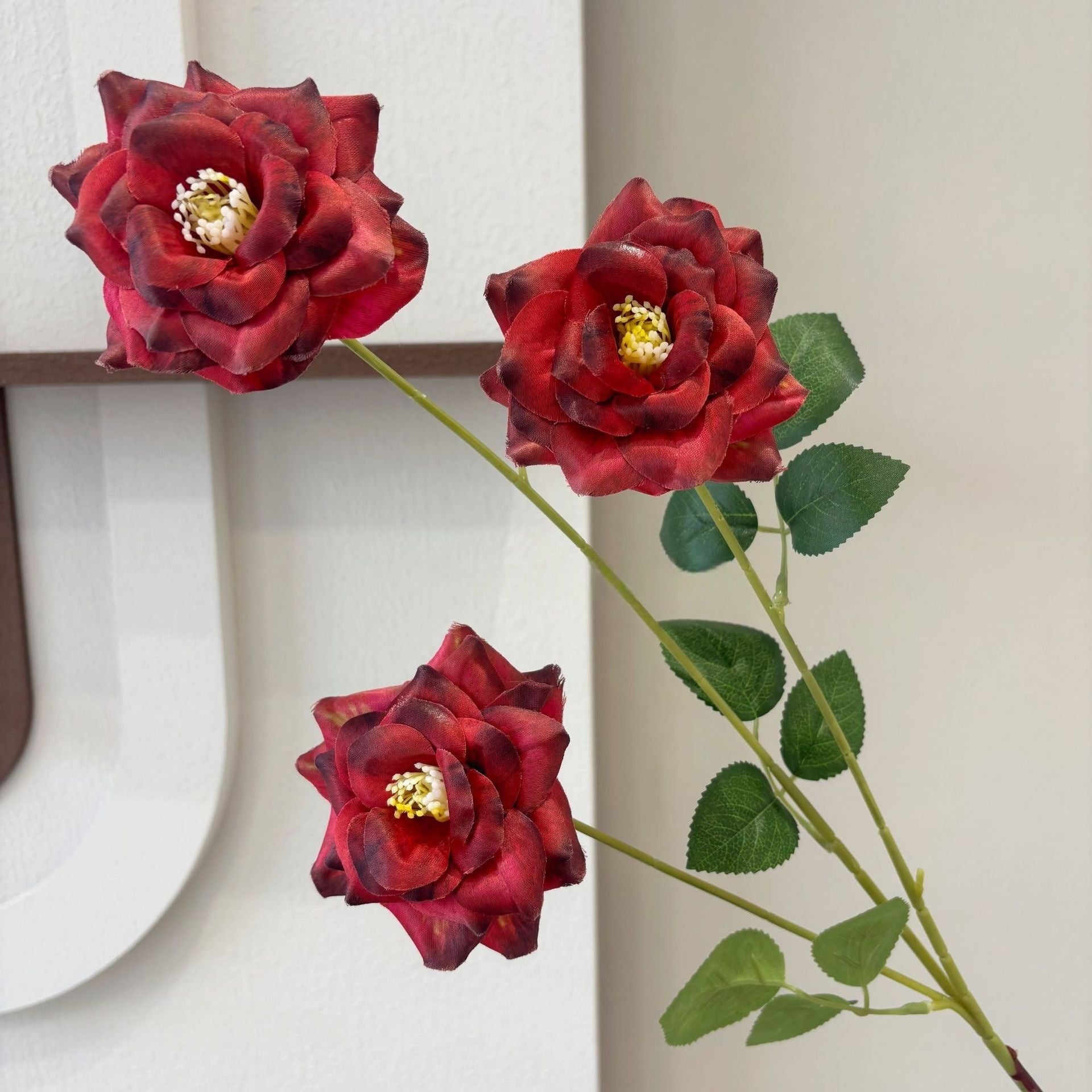 Single Stem Faux Flower in Burgundy | Statement Piece for Home Decor FS-1007C