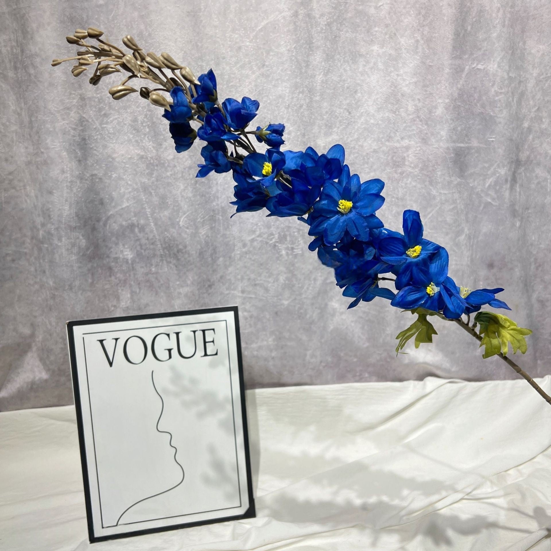 Dusty Blue Faux Floral Stem | Chic Single Bloom for Contemporary Spaces FS-1008C